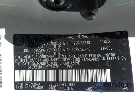 2018 Toyota Sienna Limited Premium 7 Passenger из США, поврежденный, VIN 5TDYZ3DC2JS954794